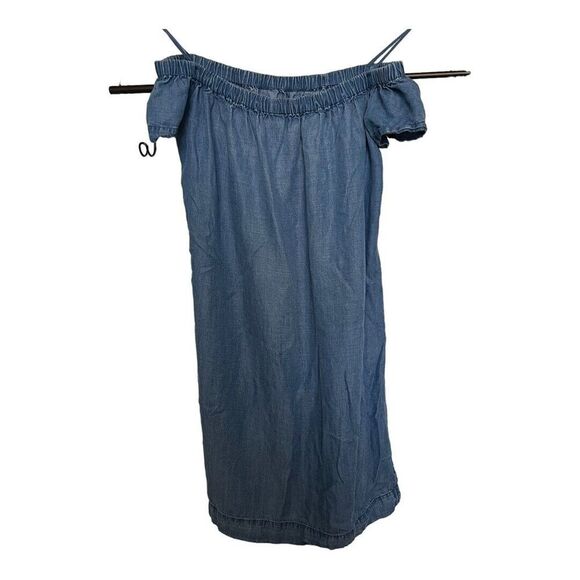 Cloth and Stone Womens Mini Dress Chambray 100% Tencil Off Shoulder Size XS Blue - Picture 1 of 7